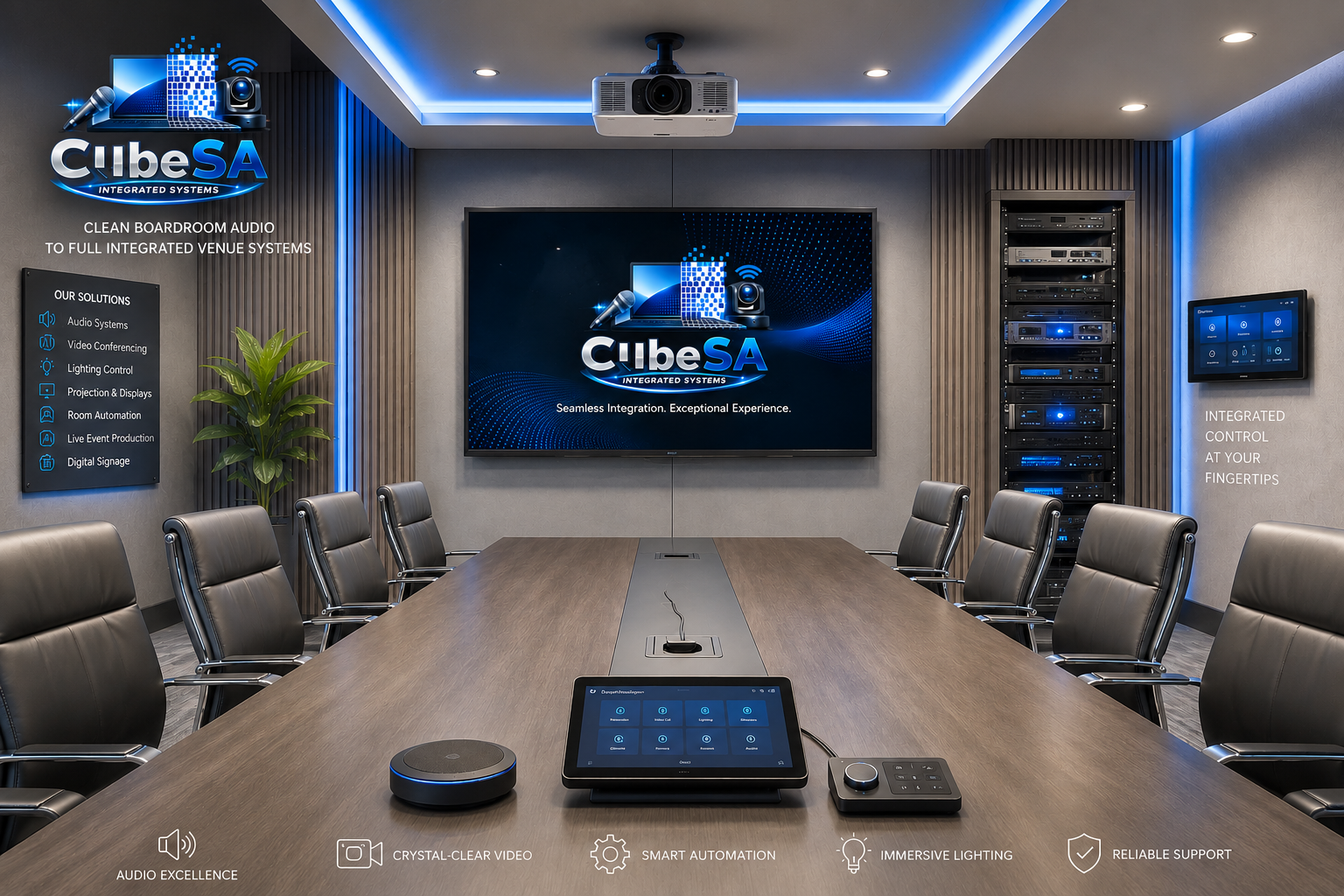 Clean CubeSA boardroom AV and sound capability installation